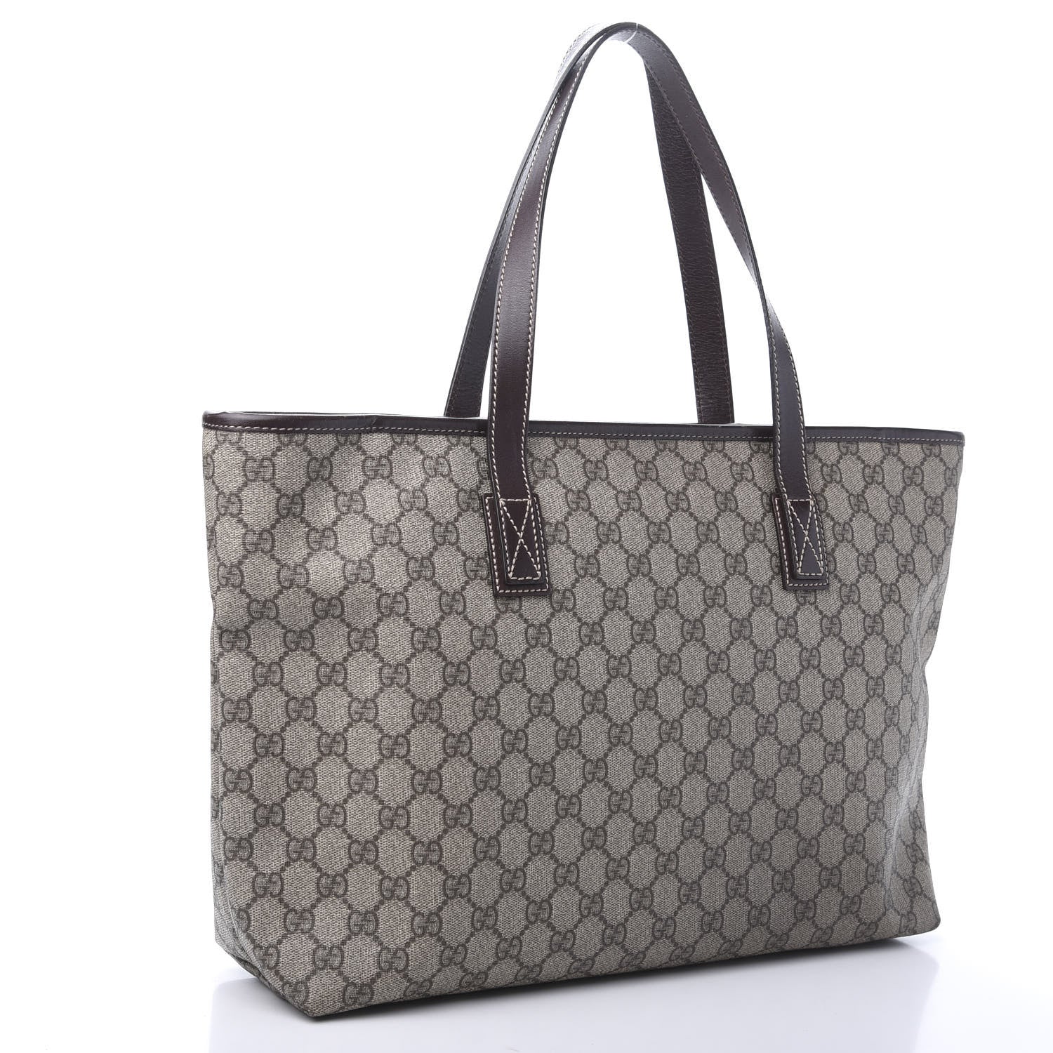 Gucci GG Supreme Monogram Medium Zippered Shopping Tote Dark Brown 3 of 11