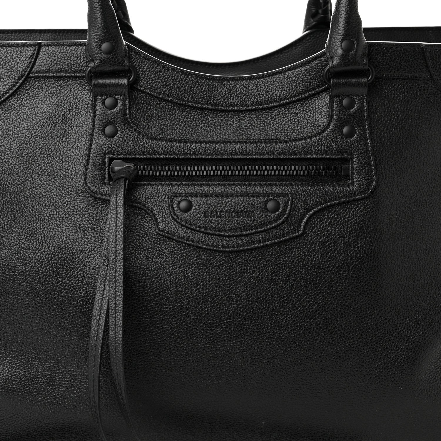 Balenciaga Grained Calfskin Neo Classic Black Hardware Large Top Handle Bag Black 8 of 11