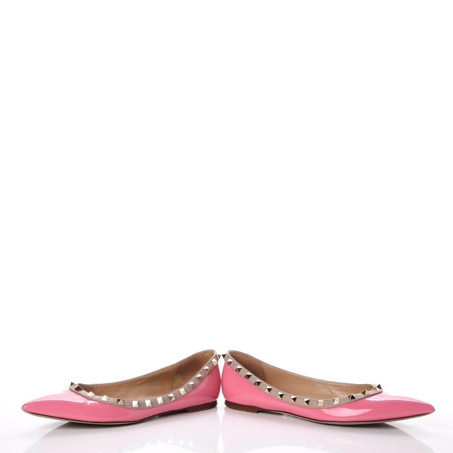 Patent Nappa Rockstud Ballerina Flats 39.5 Ninphea Poudre