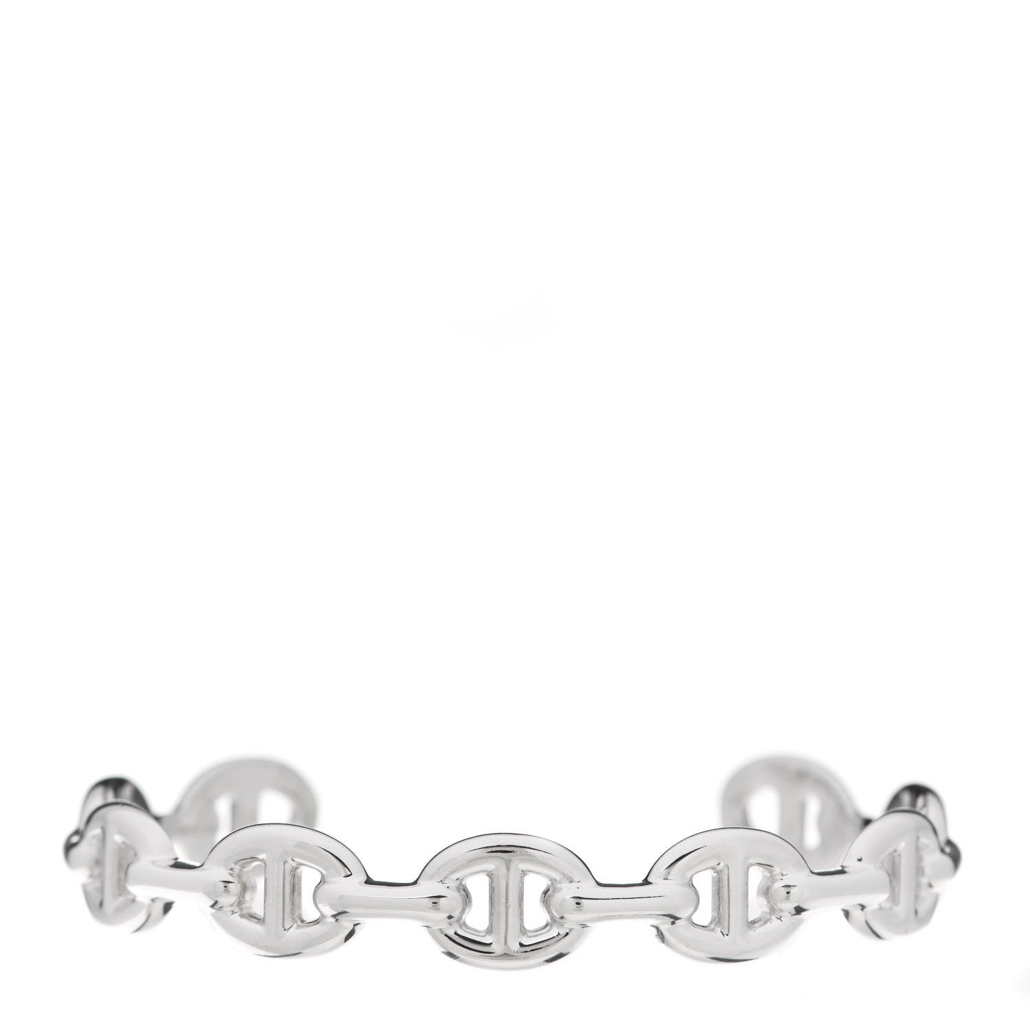 Hermes Sterling Silver MM Chaine d'Ancre Enchainee Cuff Bracelet LG 1 of 5