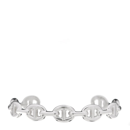 Hermes Sterling Silver MM Chaine d'Ancre Enchainee Cuff Bracelet LG 1 of 5