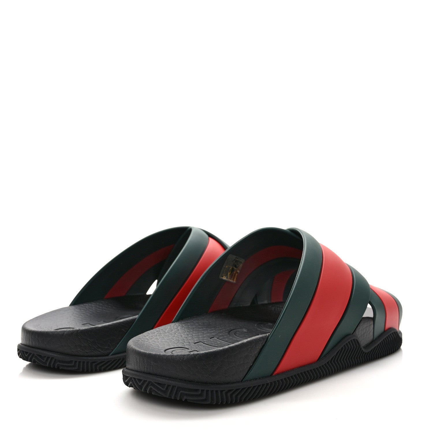 Gucci Rubber Web Mens Criss Cross Slide Sandals 9 Green Red 4 of 7