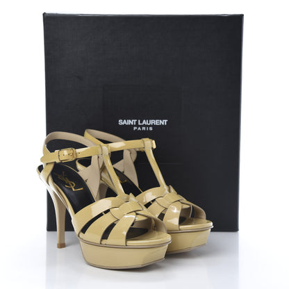 Saint Laurent Patent Tribute 75 Platform Sandals 35 Nude Powder 9 of 9