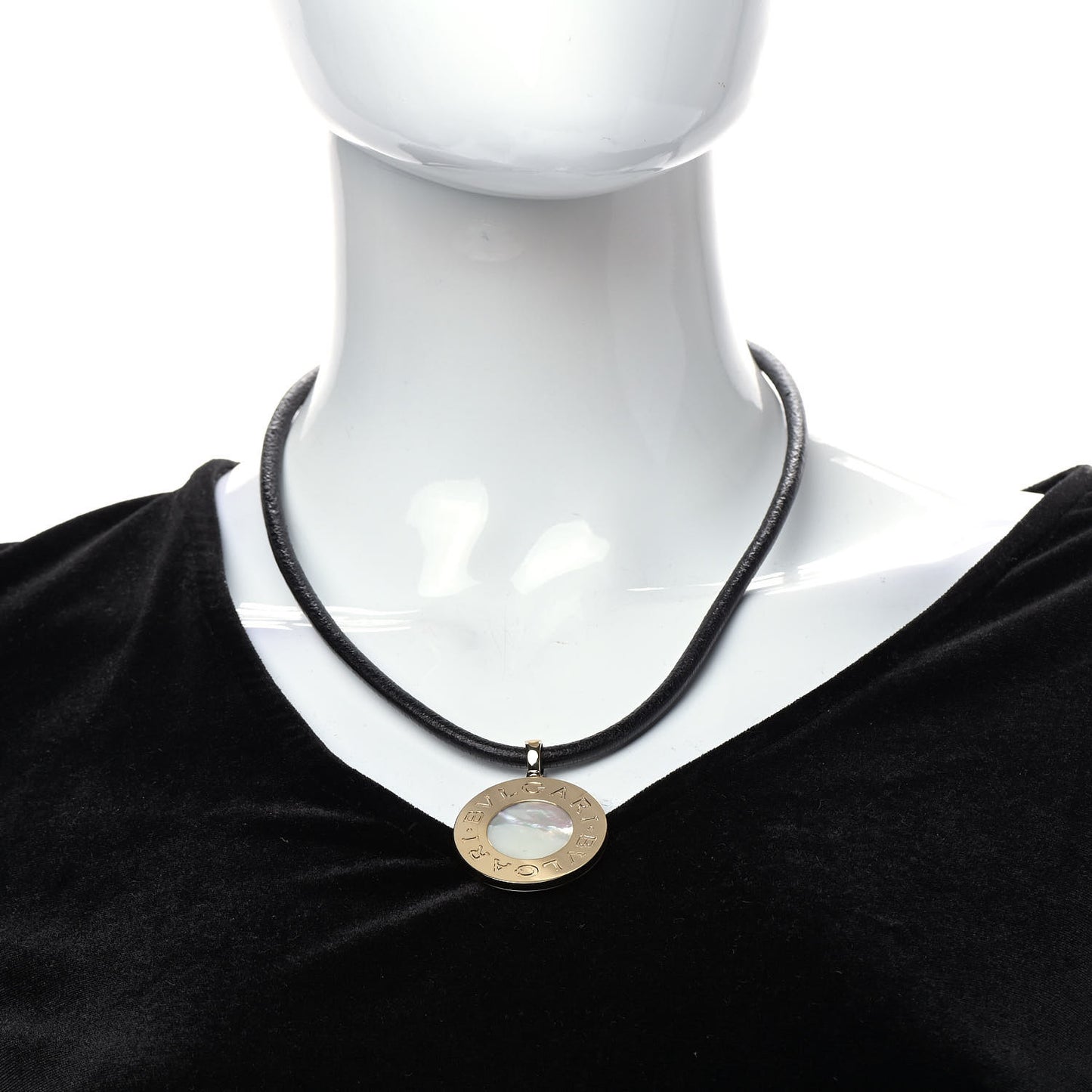 Stainless Steel 18K Yellow Gold Black Onyx Mother of Pearl BVLGARI BVLGARI Cord Pendant Necklace