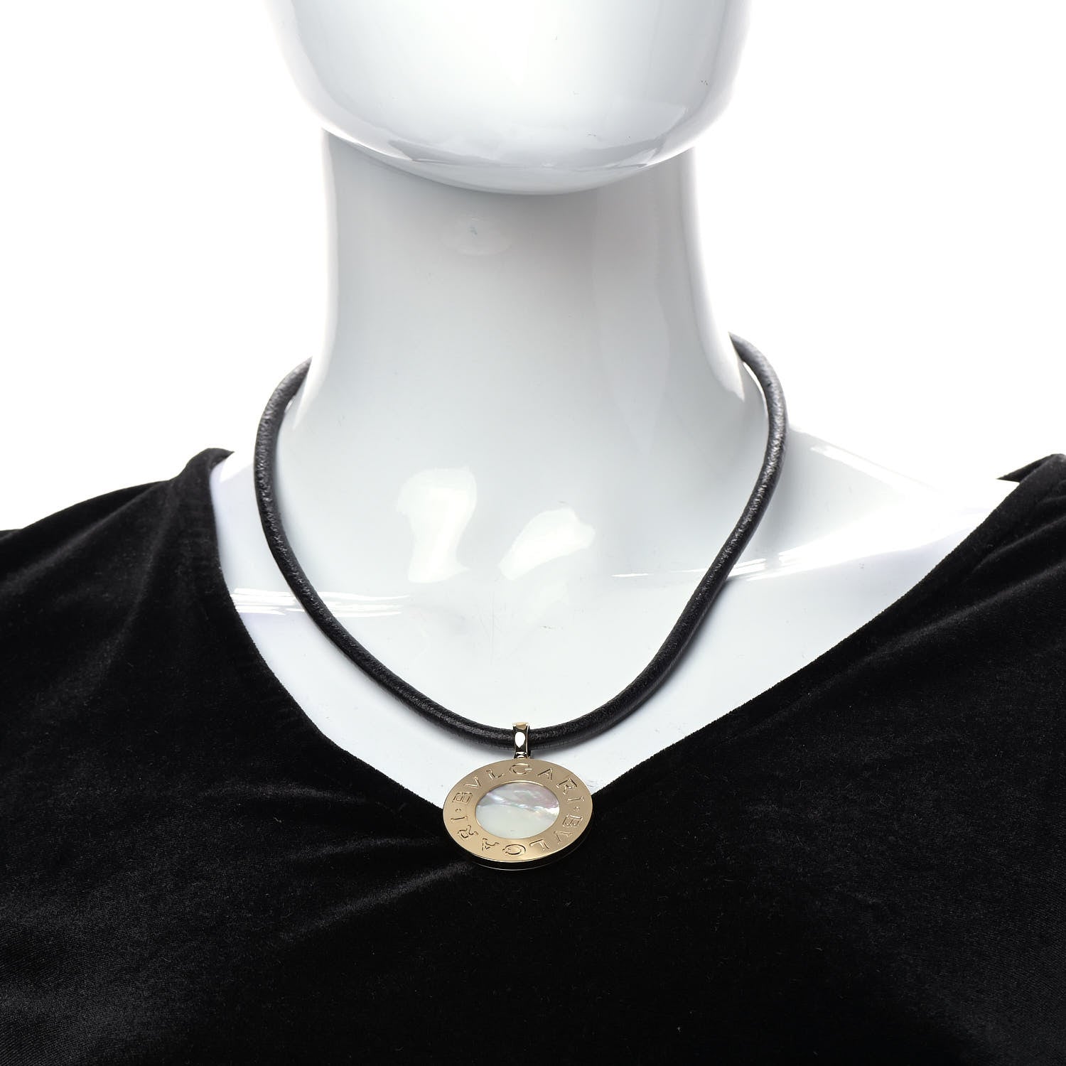 Bulgari Stainless Steel 18K Yellow Gold Black Onyx Mother of Pearl BVLGARI BVLGARI Cord Pendant Necklace 2 of 7