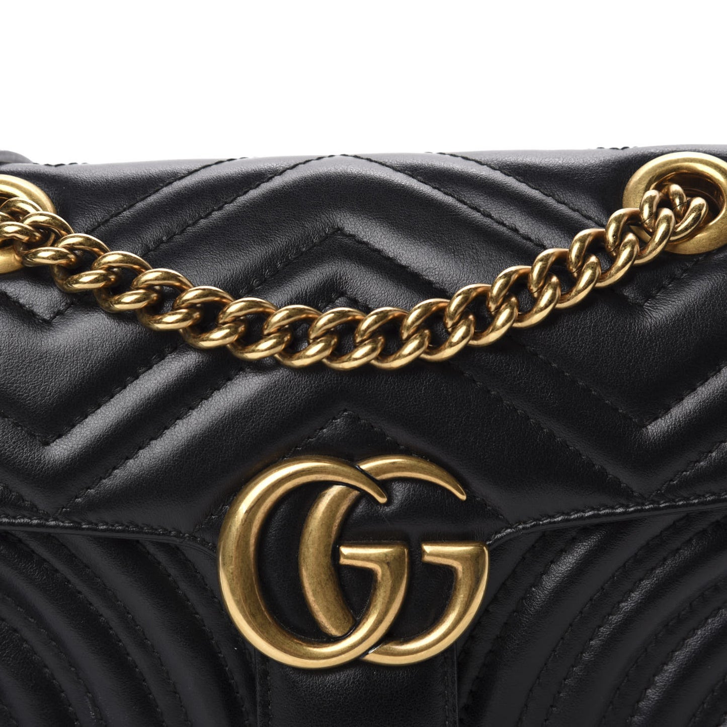 Calfskin Matelasse Mini GG Marmont Shoulder Bag Black