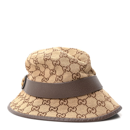 Gucci Monogram Textured Dollar Calfskin GG Jago Bucket Hat S Cacao Beige 4 of 10