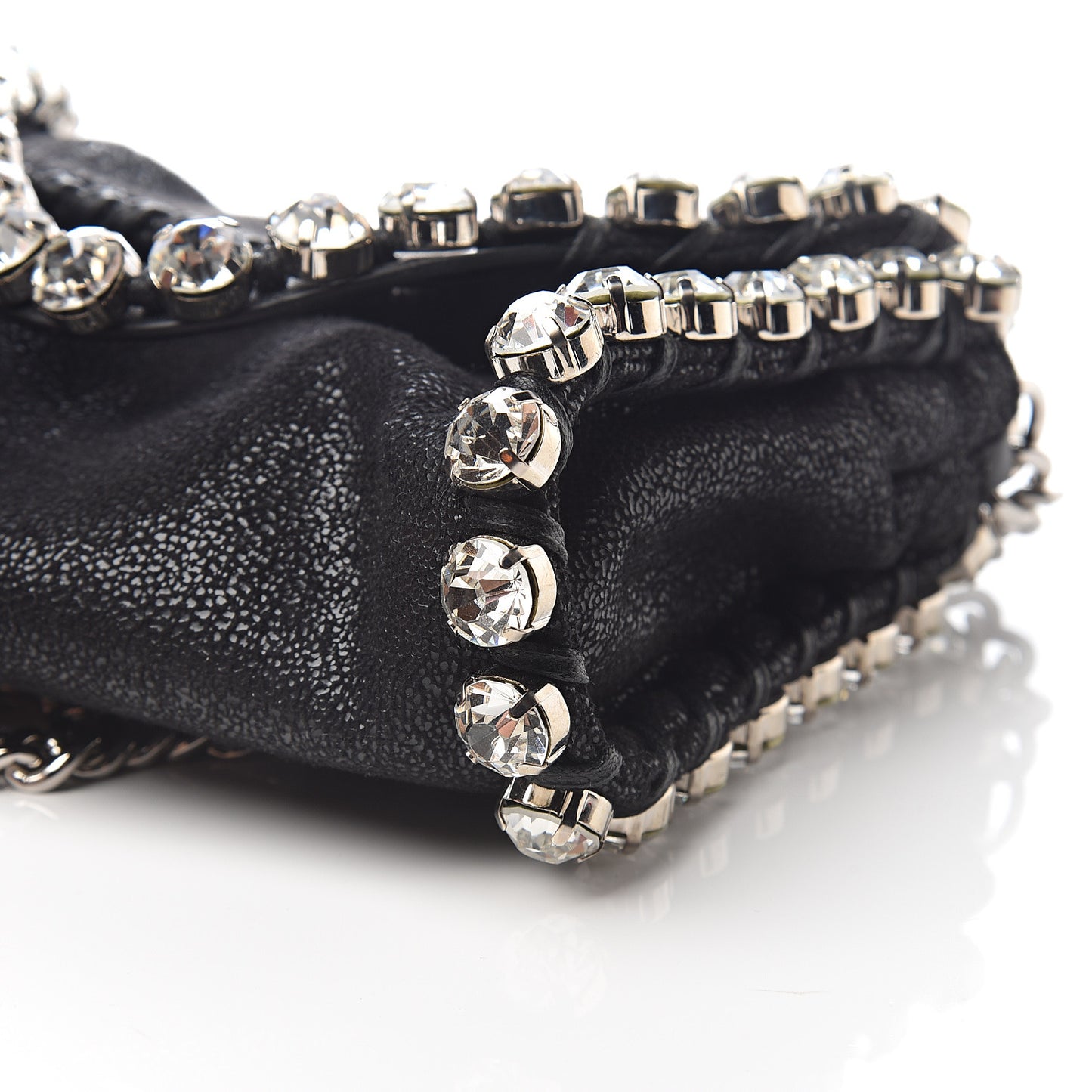 Shaggy Deer Tiny Fold Over Falabella Crystal Crossbody Black