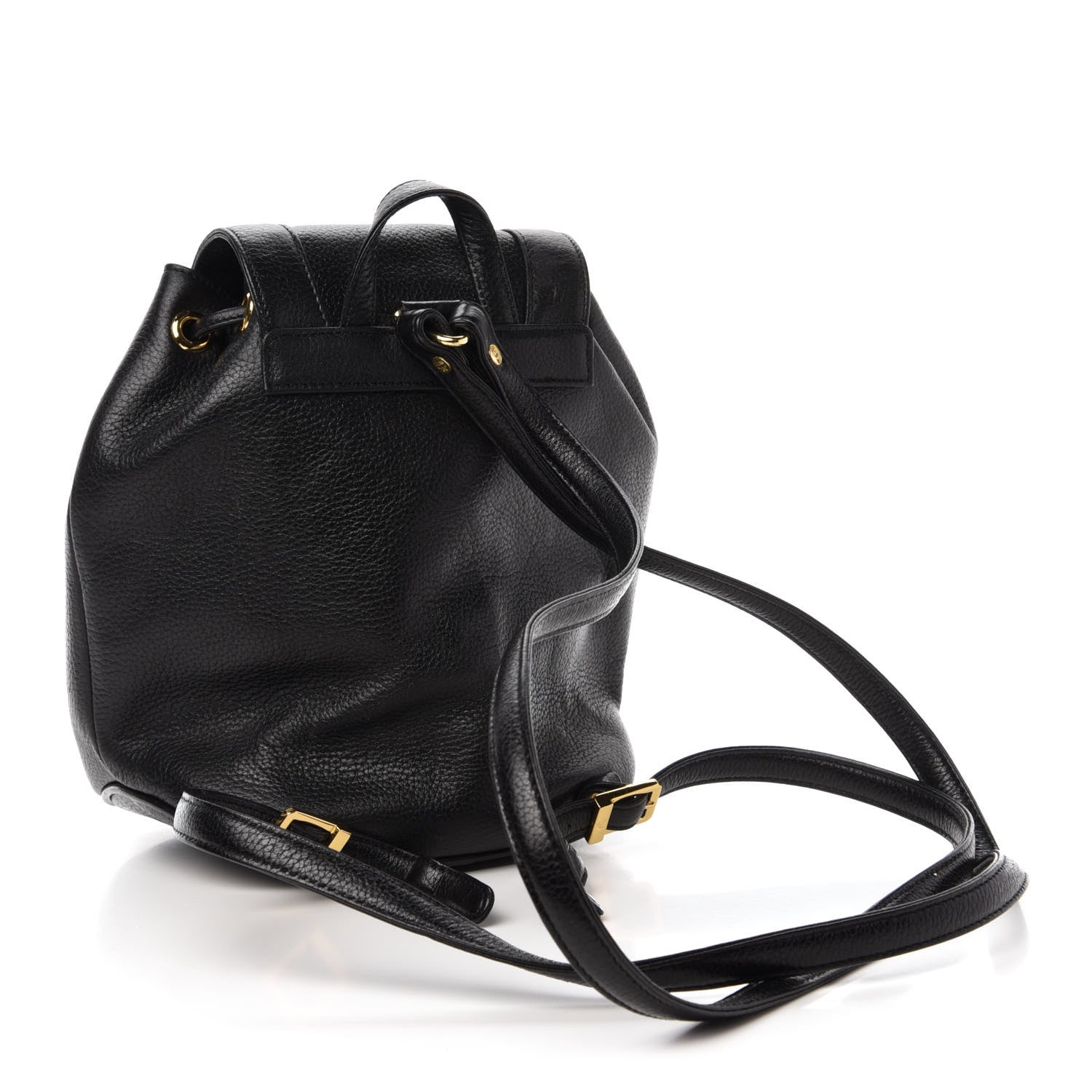 MCM Grained Calfskin Studded Drawstring Backpack Black 2 of 12
