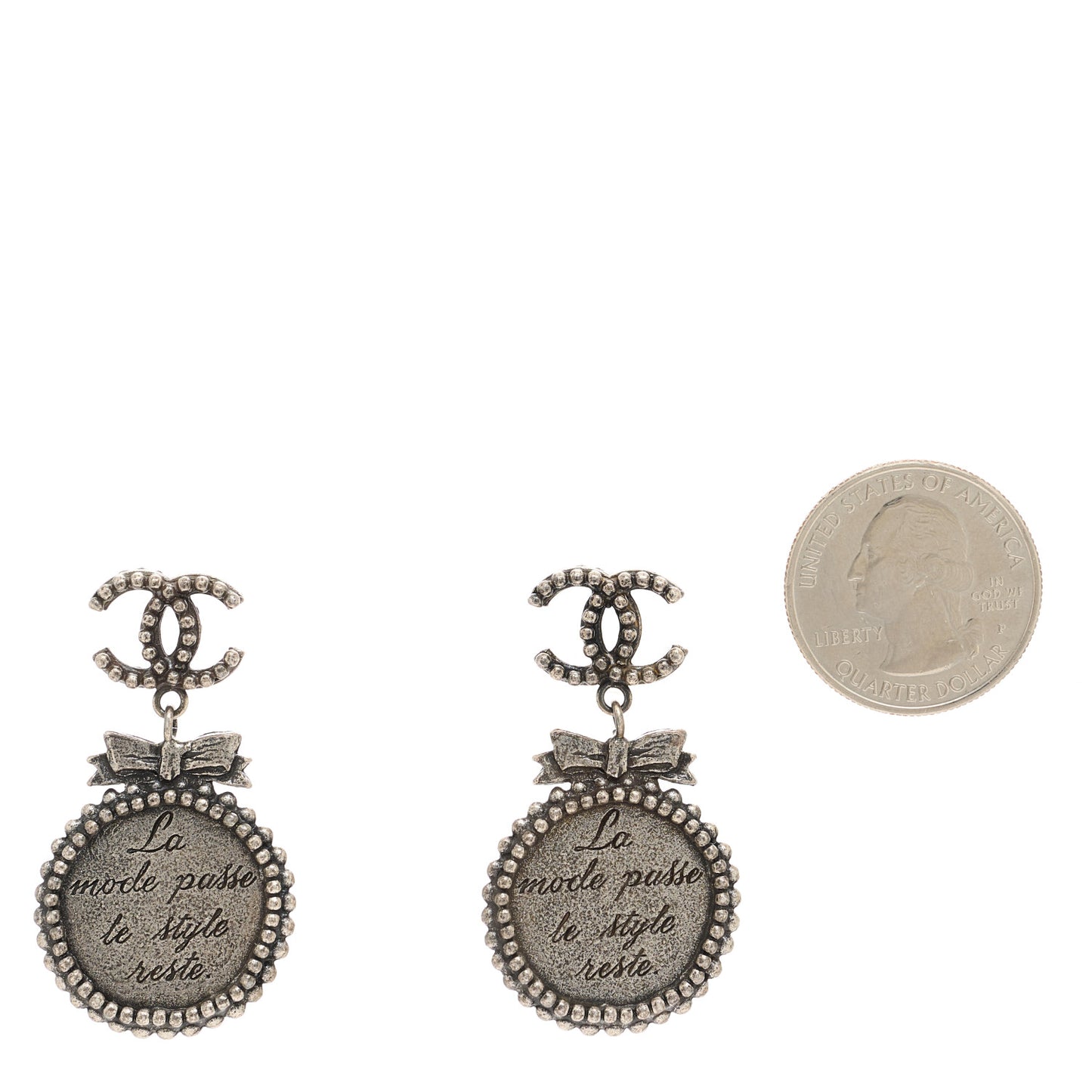 Ruthenium CC Medallion Drop Earrings