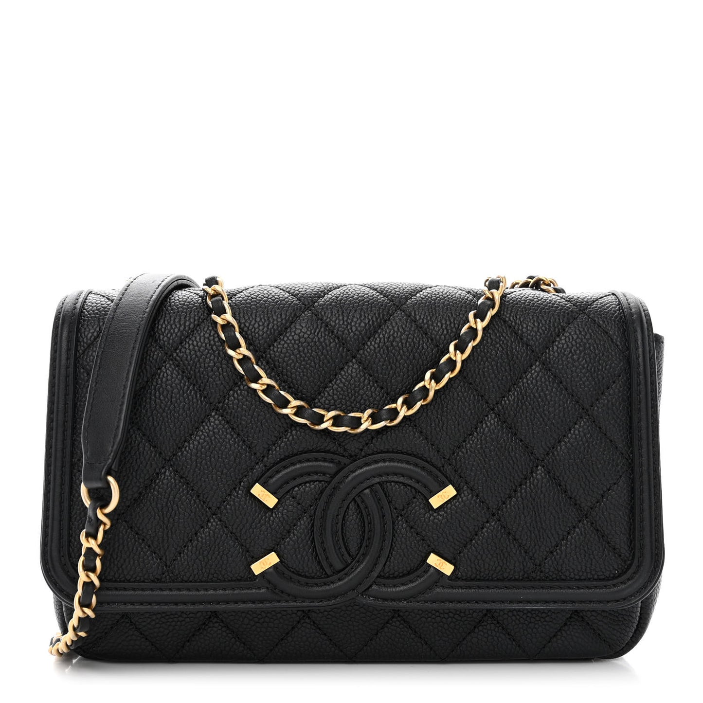 Caviar Quilted Small CC Filigree Flap Black