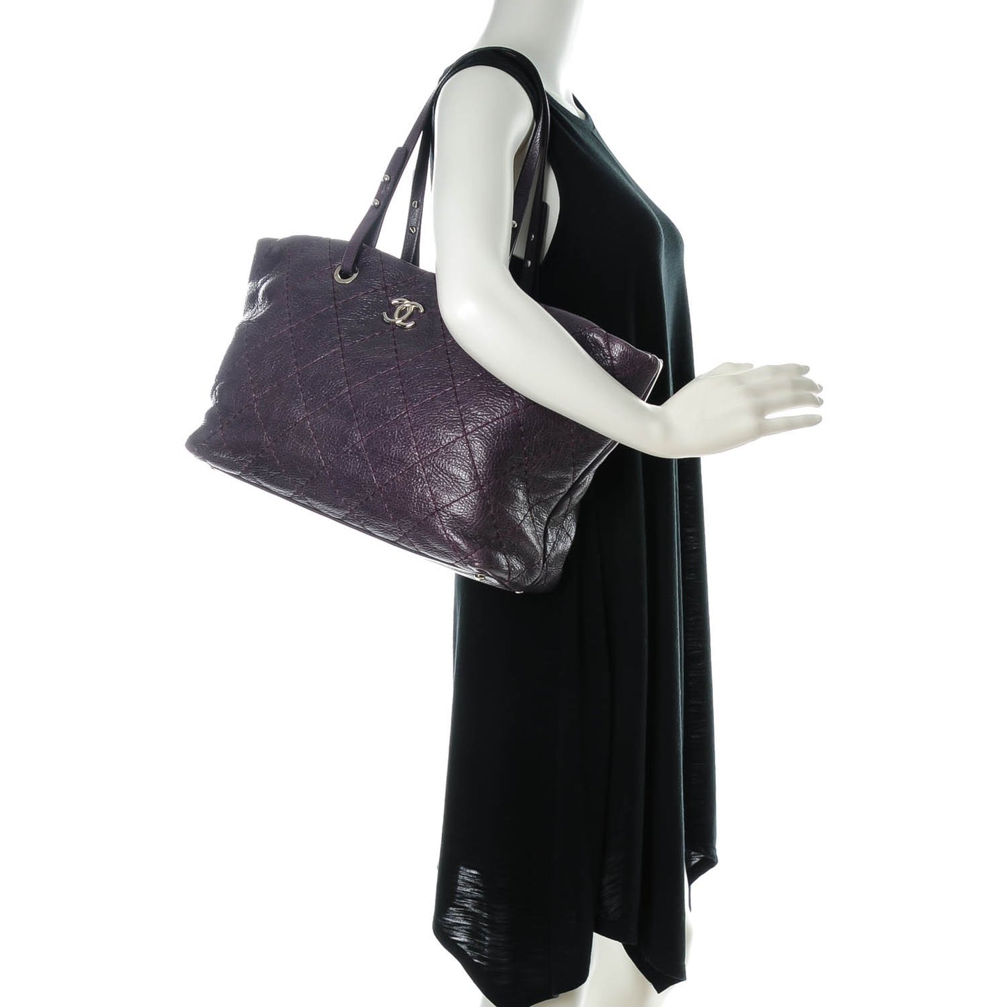 Glazed Calfskin Large On The Road Tote Purple