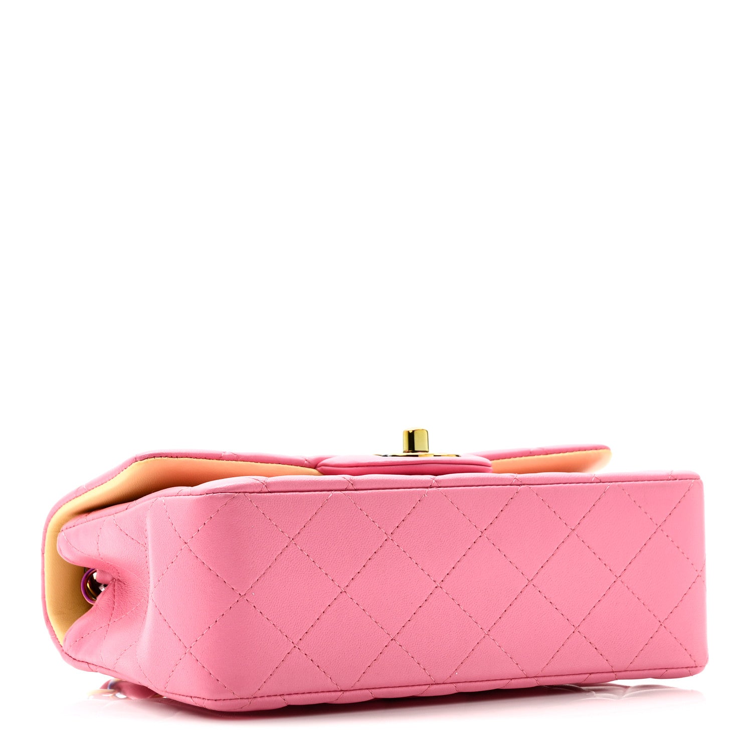 Chanel Lambskin Quilted Mini Rectangular Flap Pink Yellow 4 of 10