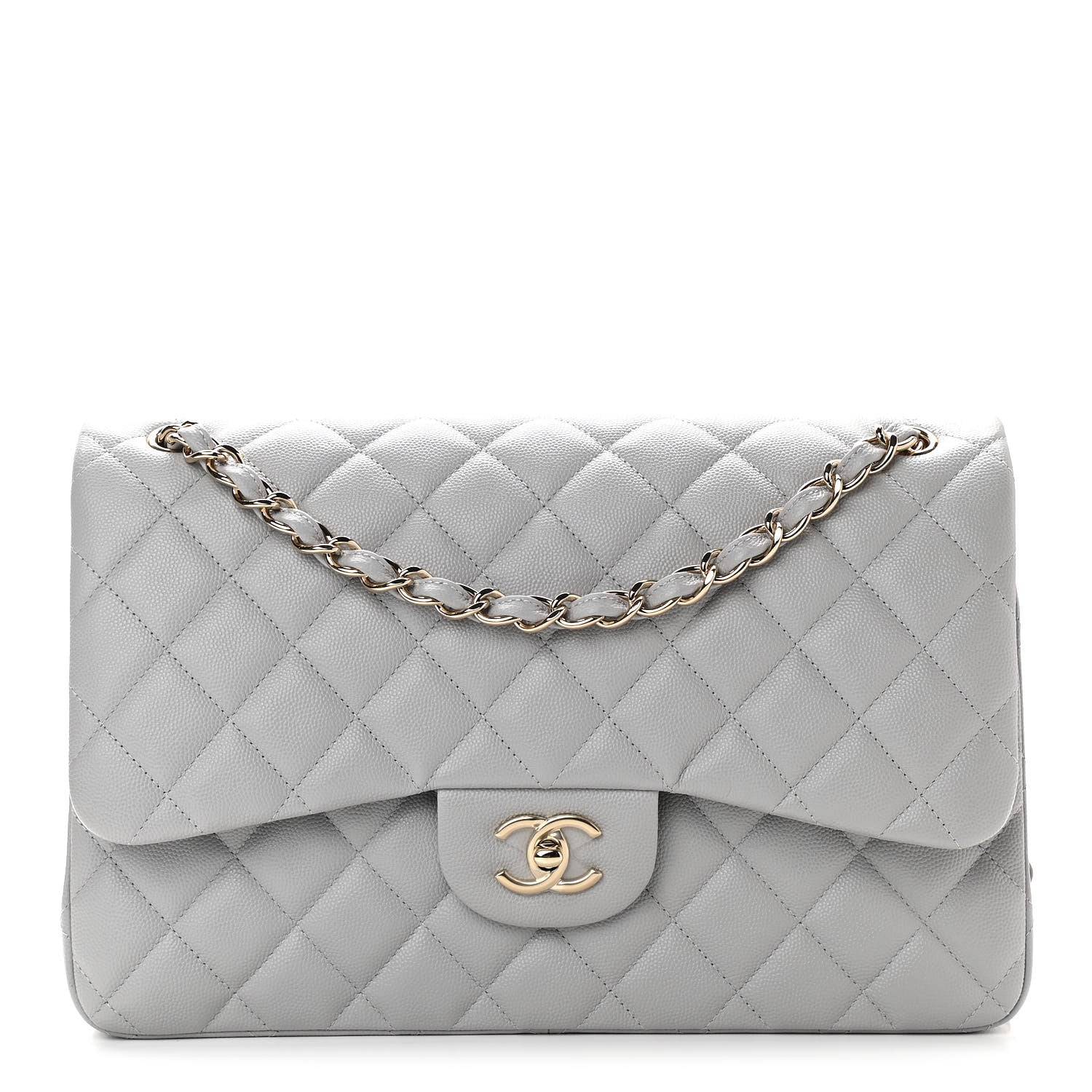 Chanel Caviar Quilted Jumbo Double Flap Grey 1 of 11