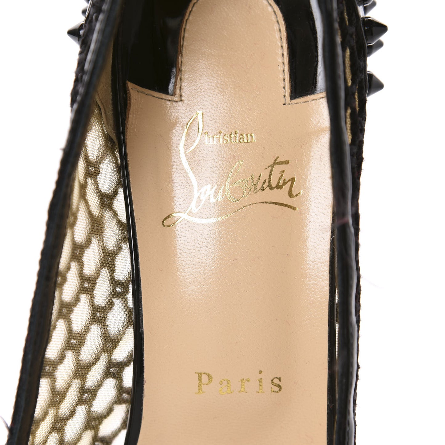 Fishnet Patent Guni 55 Spiked Pumps 41 Black