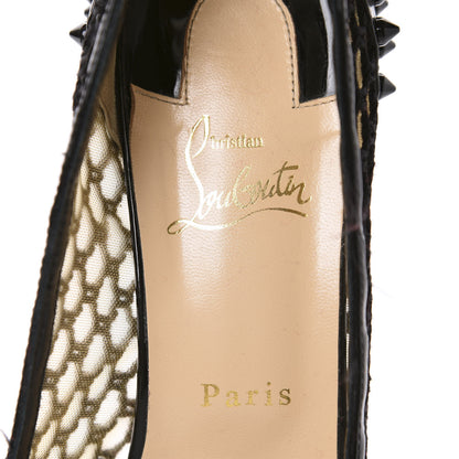 Christian Louboutin Fishnet Patent Guni 55 Spiked Pumps 41 Black 7 of 14