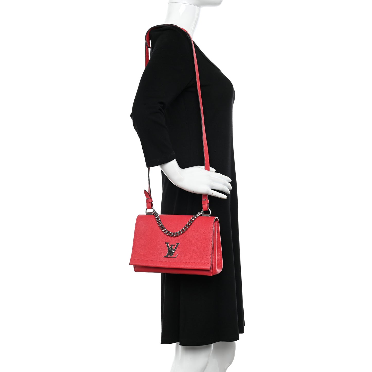 Calfskin Lockme II Chain Bag BB Poppy