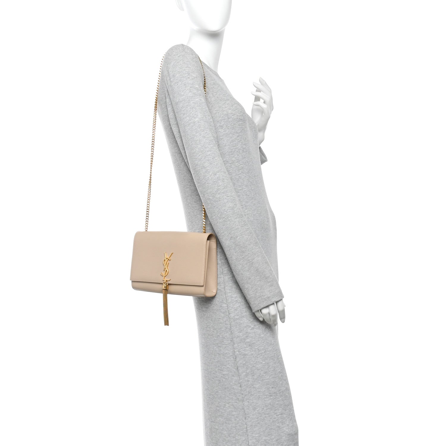Saint Laurent Smooth Calfskin Medium Classic Monogram Kate Tassel Satchel Nude Powder 2 of 9