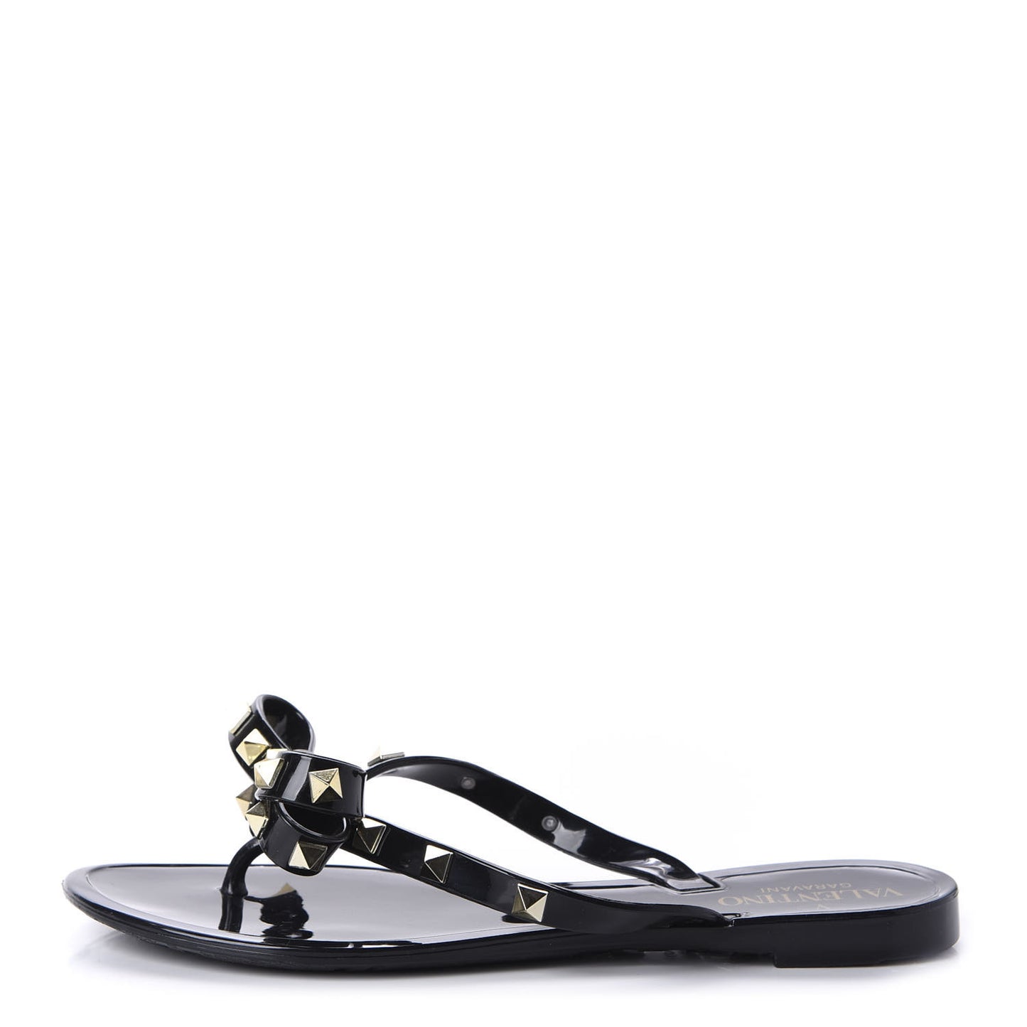 PVC Jelly Rockstud Bow Thong Sandals 36 Black
