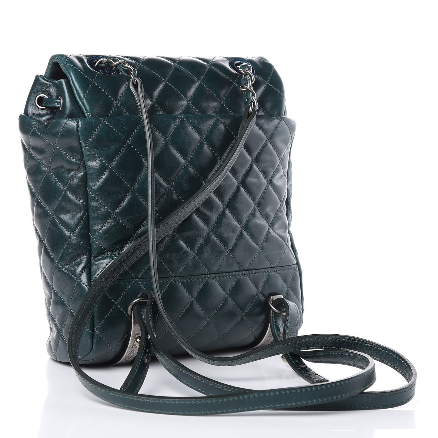 Glazed Calfskin Quilted Small Salzburg Mountain Backpack Dark Green