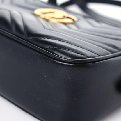 Gucci Calfskin Matelasse Small GG Marmont Chain Shoulder Bag Black 11 of 16