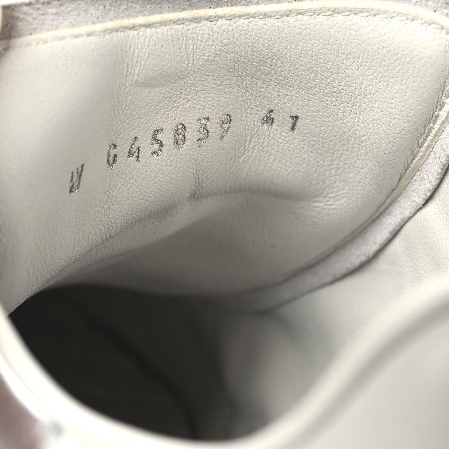 Laminated Calfskin Suede Quilted Womens CC Sneakers 41 Silver White Gray