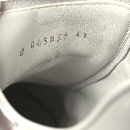Chanel Laminated Calfskin Suede Quilted Womens CC Sneakers 41 Silver White Gray 7 of 8