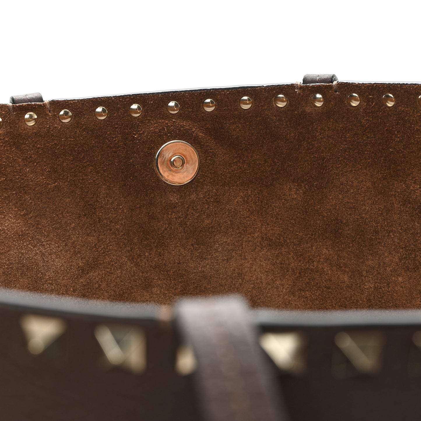 Grained Calfskin Rockstud Shoulder Tote Bright Cognac