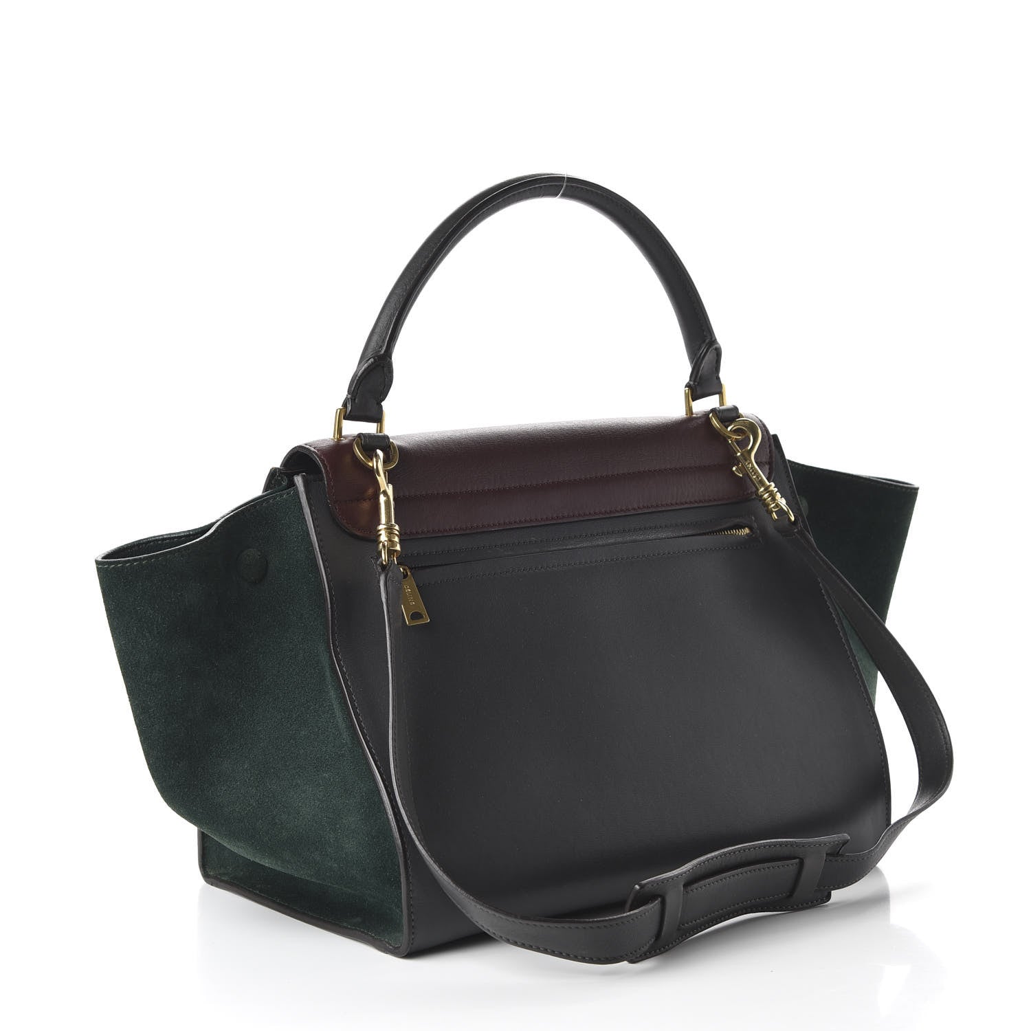 Celine Smooth Calfskin Suede Medium Tri-Color Trapeze Burgundy 3 of 11