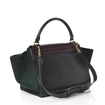 Celine Smooth Calfskin Suede Medium Tri-Color Trapeze Burgundy 3 of 11