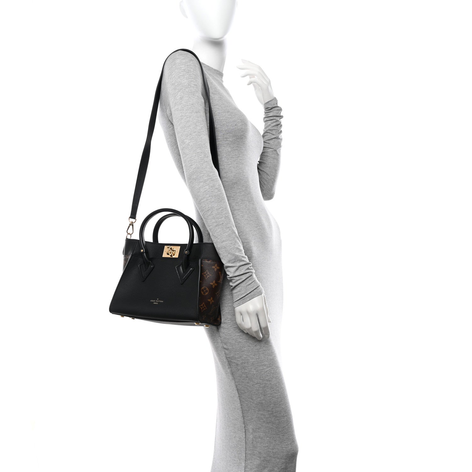 Louis Vuitton Calfskin Monogram On My Side PM Black 2 of 10