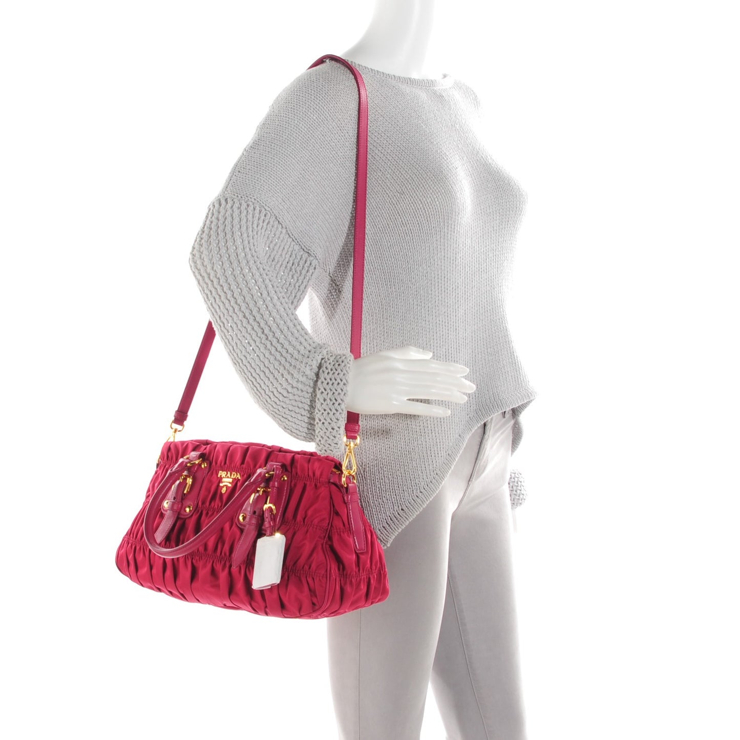 Tessuto Nylon Gaufre Shopping Satchel Ibisco