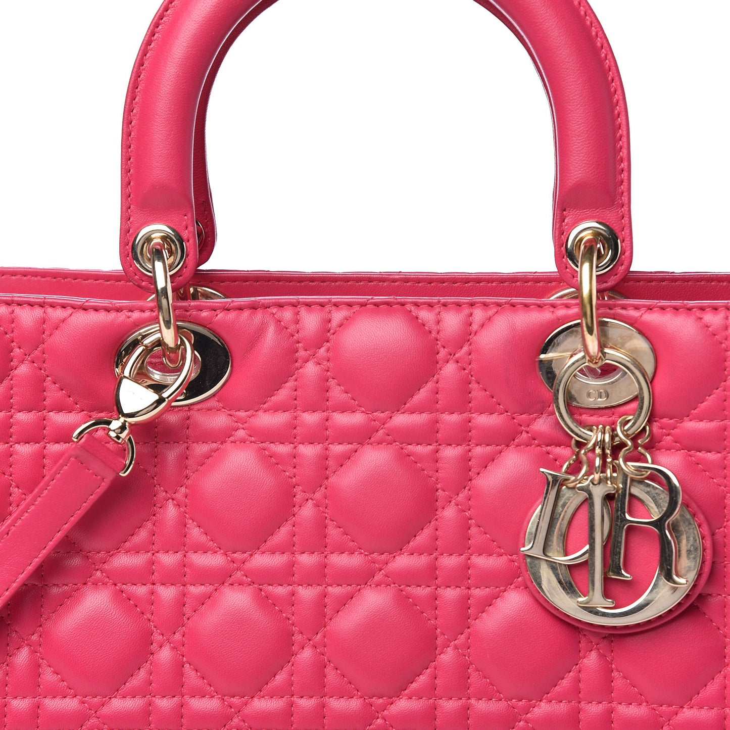Lambskin Cannage Large Lady Dior Fuchsia