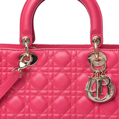 Christian Dior Lambskin Cannage Large Lady Dior Fuchsia 12 of 12