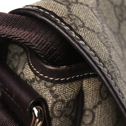 Gucci GG Plus Monogram Medium Double Buckle Flap Messenger Bag Beige Dark Brown 10 of 10