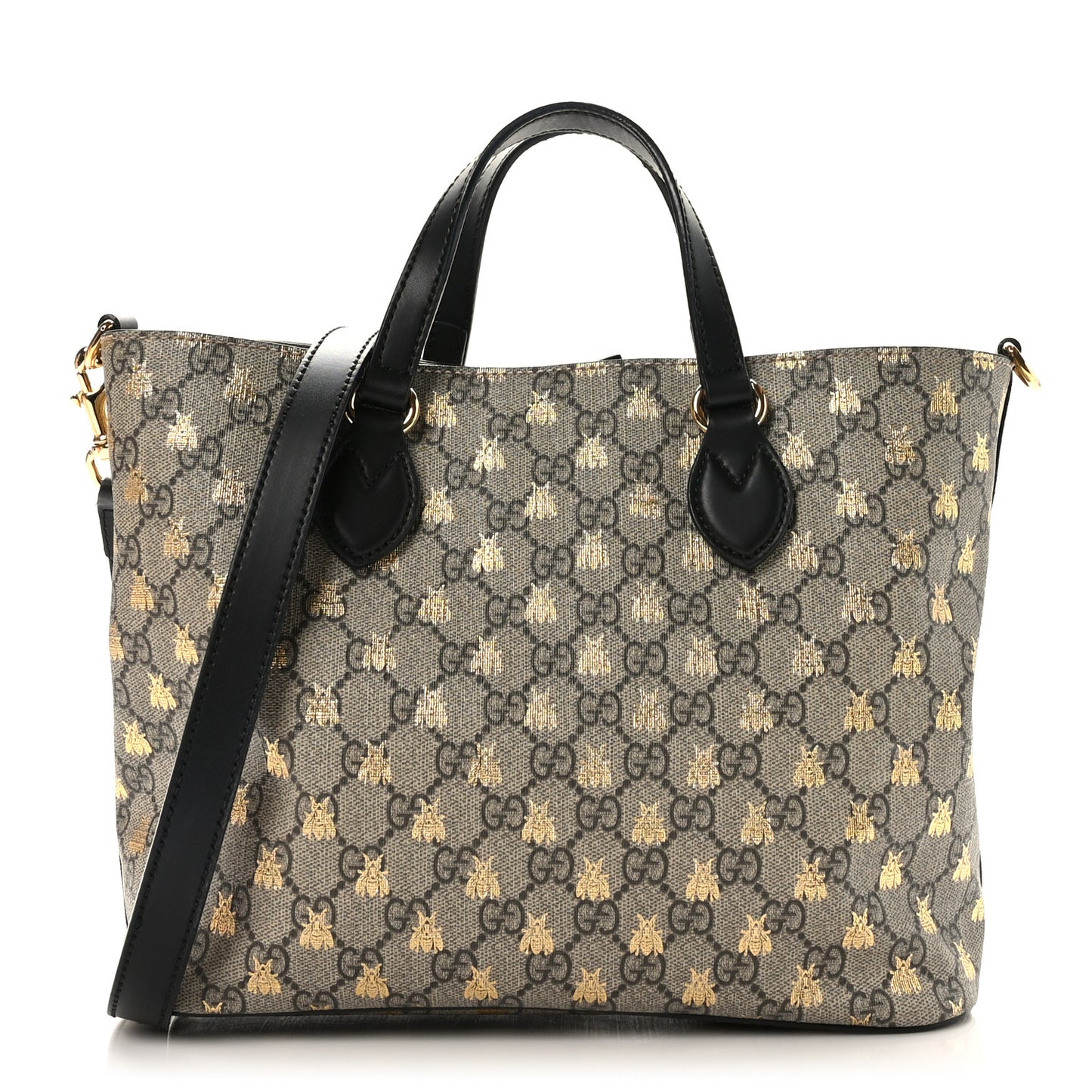 Soft GG Supreme Monogram Bees Small Crossbody Tote Beige Oro Black
