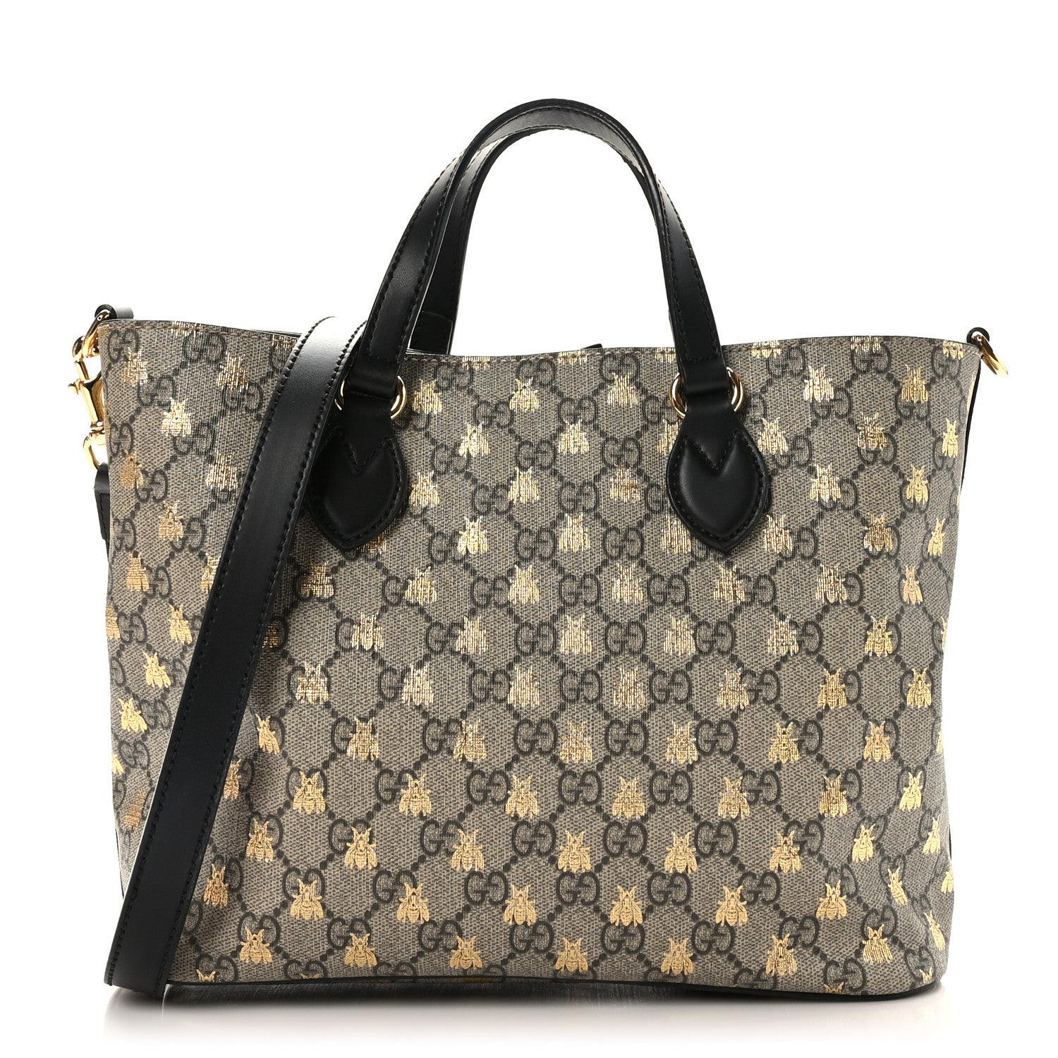 Gucci Soft GG Supreme Monogram Bees Small Crossbody Tote Beige Oro Black 1 of 10