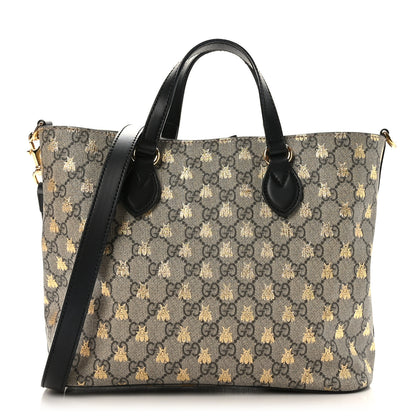 Gucci Soft GG Supreme Monogram Bees Small Crossbody Tote Beige Oro Black 1 of 10