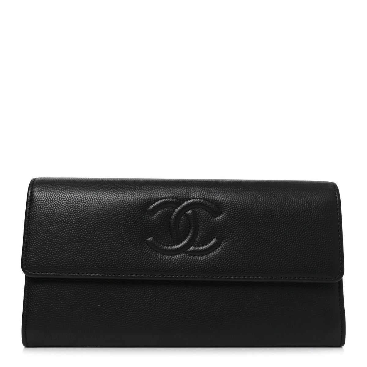 Caviar Timeless CC Large Gusset Flap Wallet Black