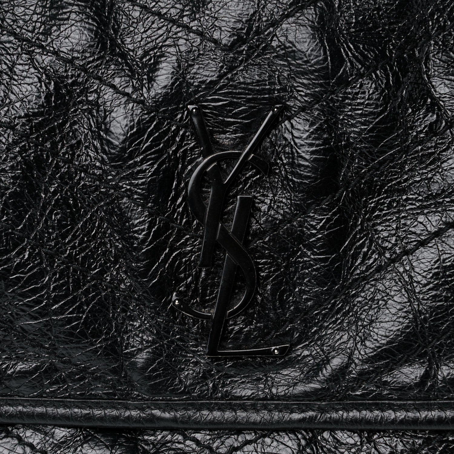 Saint Laurent Crinkled Calfskin Matelasse Monogram Medium Niki Chain Satchel Black 9 of 15