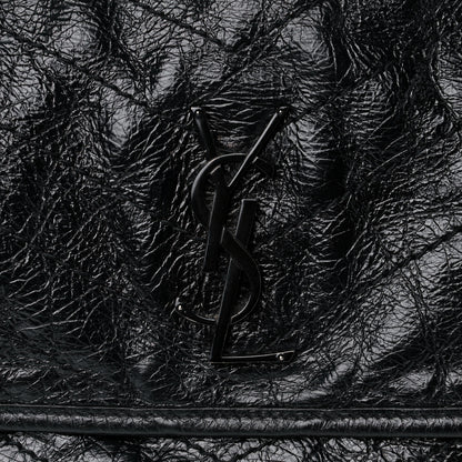 Saint Laurent Crinkled Calfskin Matelasse Monogram Medium Niki Chain Satchel Black 9 of 15