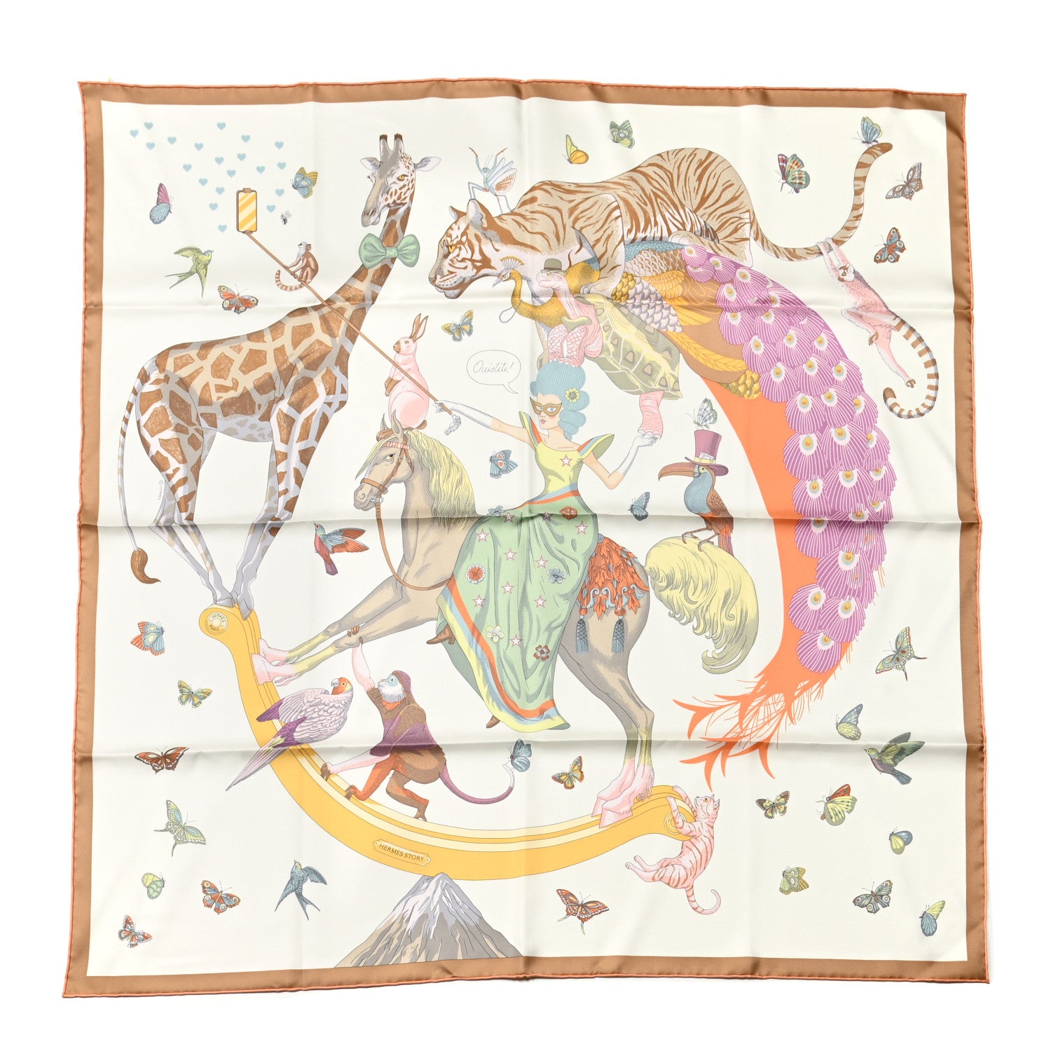 Hermes Silk Hermes Story Scarf 90 White Beige Multicolor 1 of 5