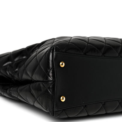 Chanel Glazed Calfskin Quilted Gold Bar Tote Black 9 of 10