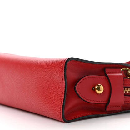 Prada Saffiano City Calfskin Esplanade Crossbody Bag Rosso 8 of 9