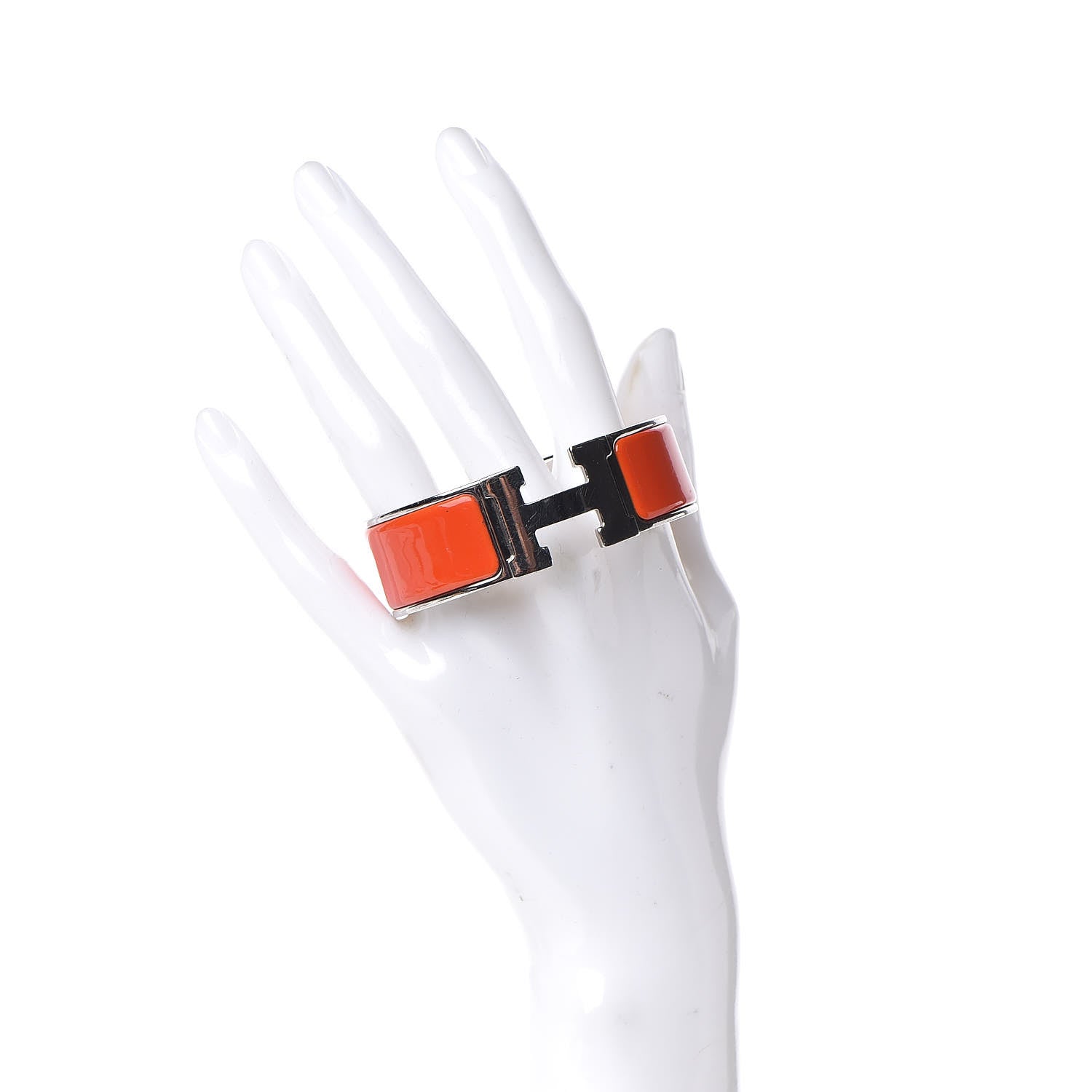 Hermes Enamel Wide Clic Clac H Bracelet GM Orange 2 of 5