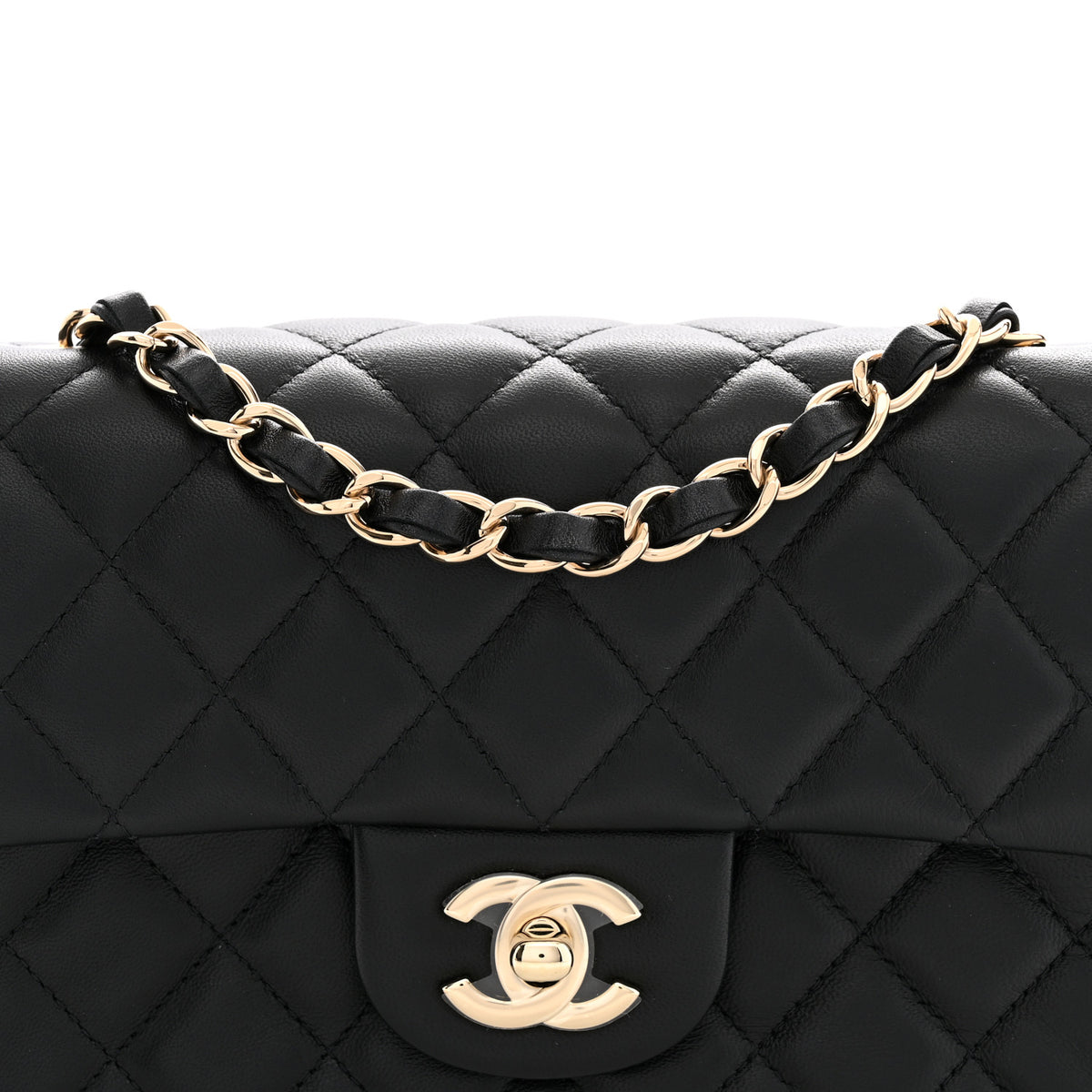 Lambskin Quilted Mini Rectangular Flap Black
