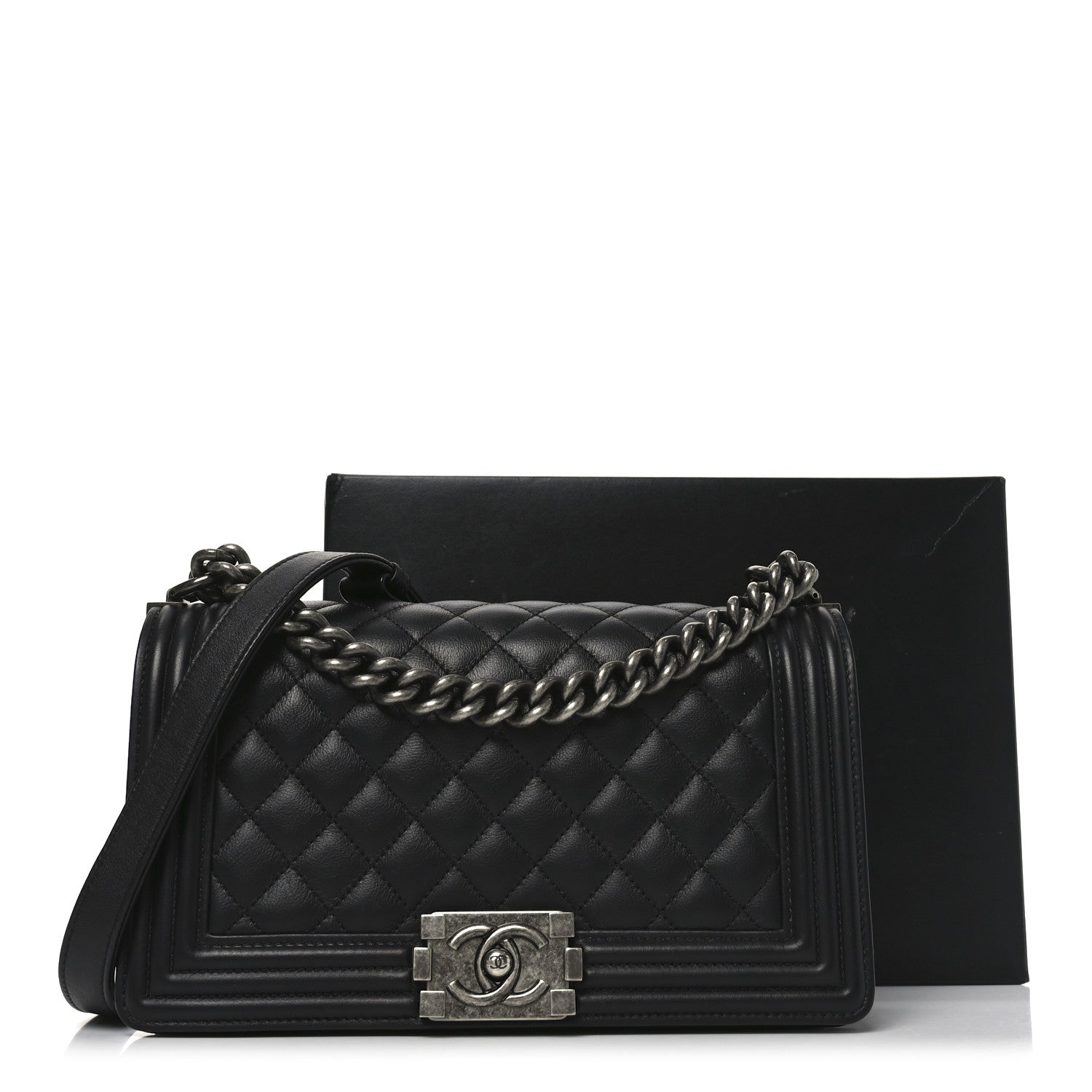 Chanel Calfskin Quilted Medium Boy Flap Black 11 of 11