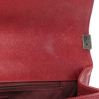Chanel Caviar Quilted Large Boy Flap Dark Red 13 of 14
