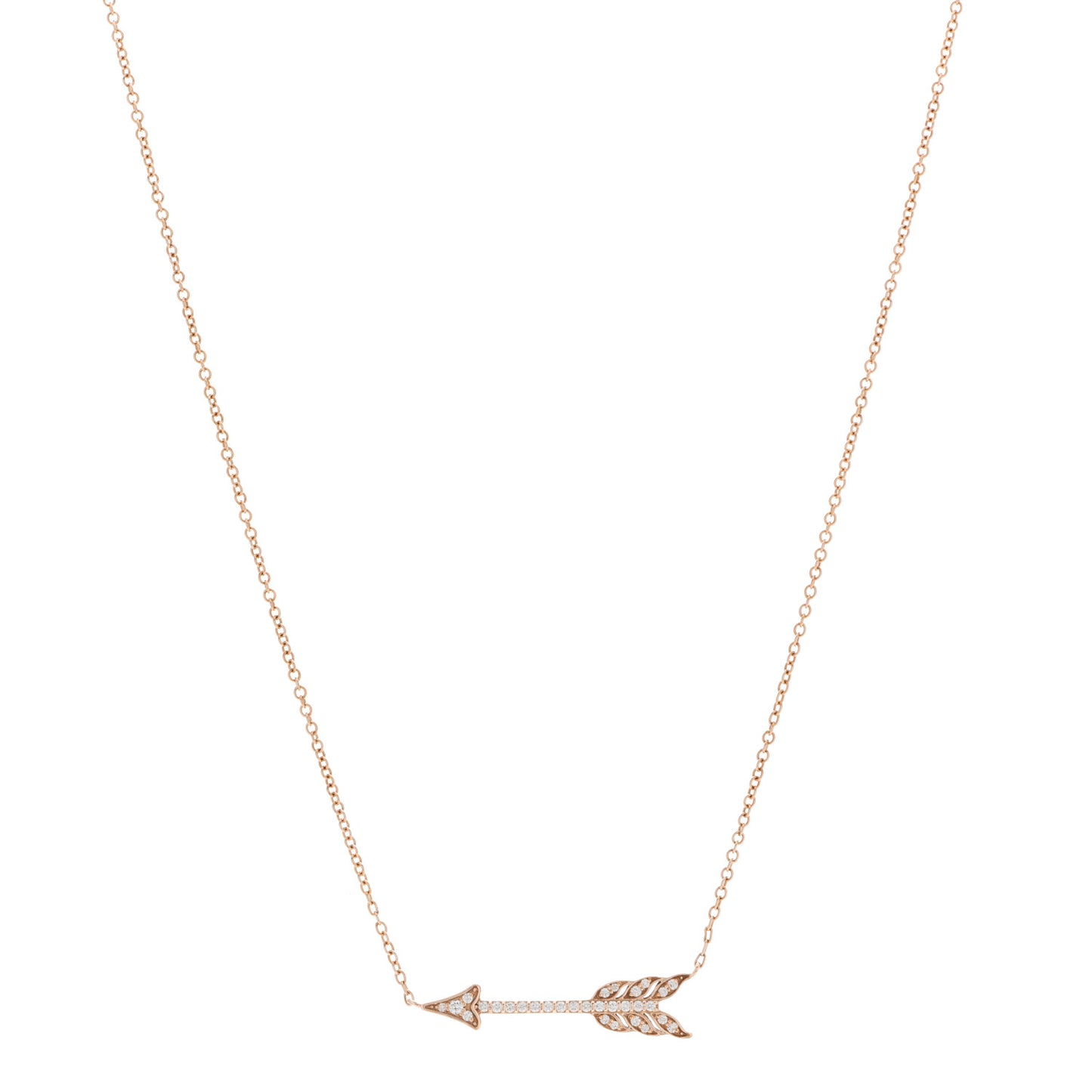18K Rose Gold Diamond Arrow Pendant Necklace
