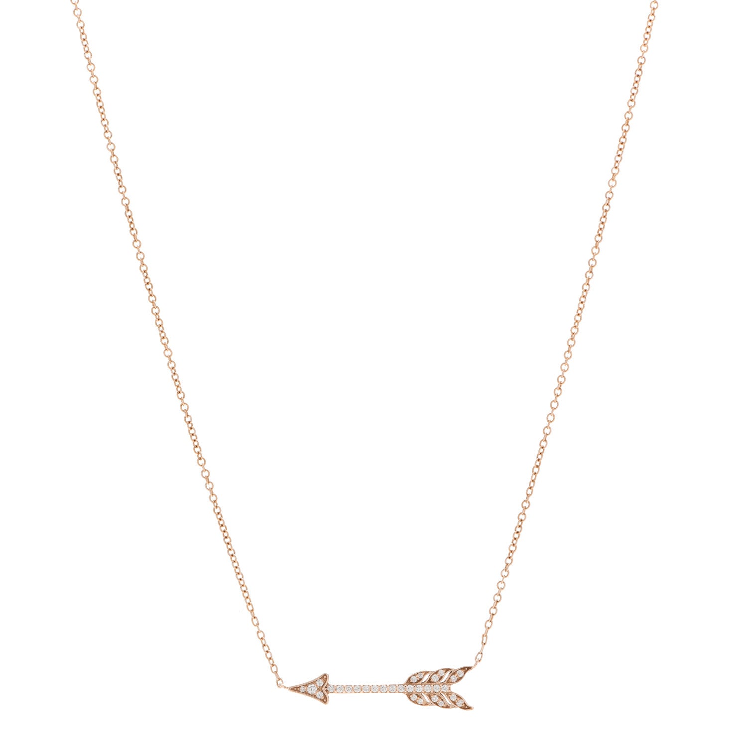 Tiffany 18K Rose Gold Diamond Arrow Pendant Necklace 1 of 5
